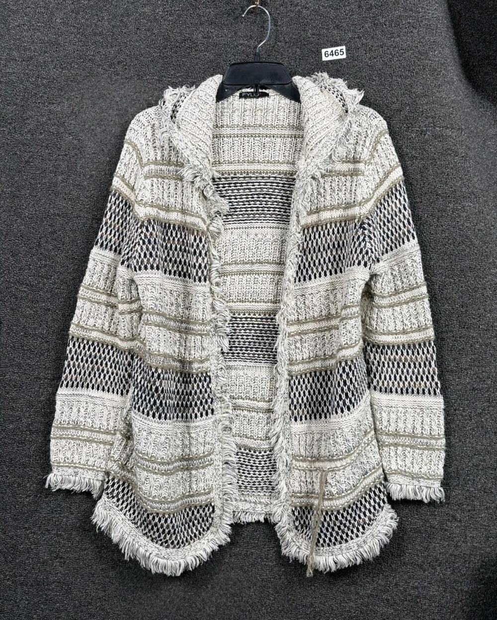 Fylo London Hooded Sweater Womens Size S Multicolor Striped Cozycore Boho